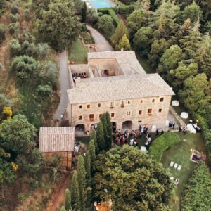 Scenic outdoor wedding ceremony setup at Antico Convento.