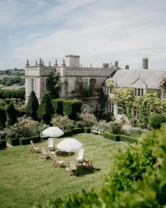 The peaceful lake and lush gardens of Euridge Manor, offering a serene setting for weddings and events.