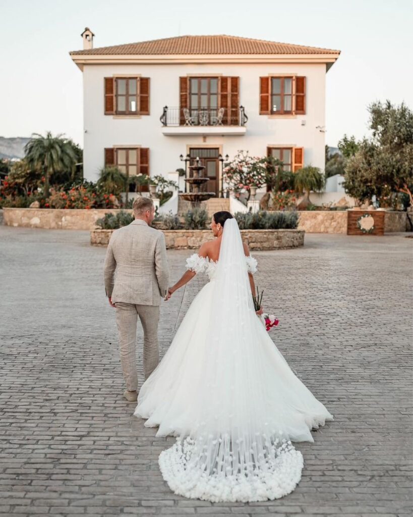 Stunning sunset wedding photo at L'Chateau, Cyprus.