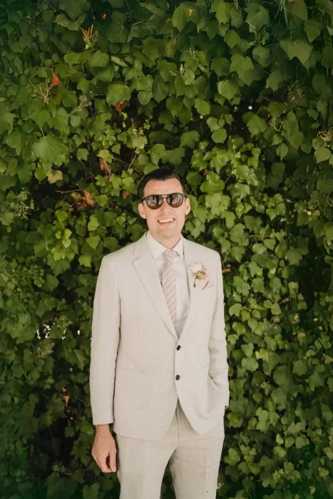 Groom portrait in natural light at Casa Sacoto