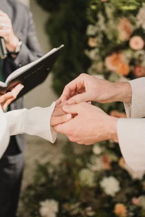 Ring exchange moment during Casa Sacoto ceremony
