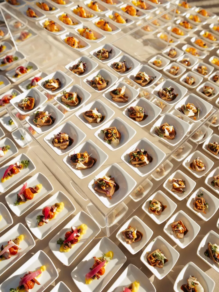 Elegant wedding canapés served during cocktail hour at Villa Lario Resort