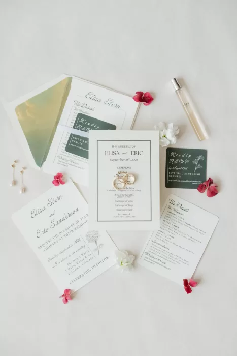 Wedding invitation suite and paper details photographed for a wedding at The Manor House.