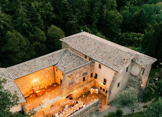 Alfresco dinner reception at Antico Convento.