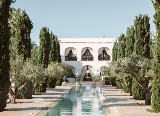 Grand entrance to Ca Na Xica, an exclusive Ibiza wedding venue.