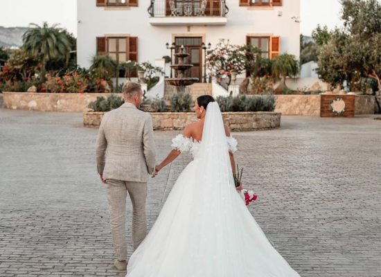 Stunning sunset wedding photo at L'Chateau, Cyprus.